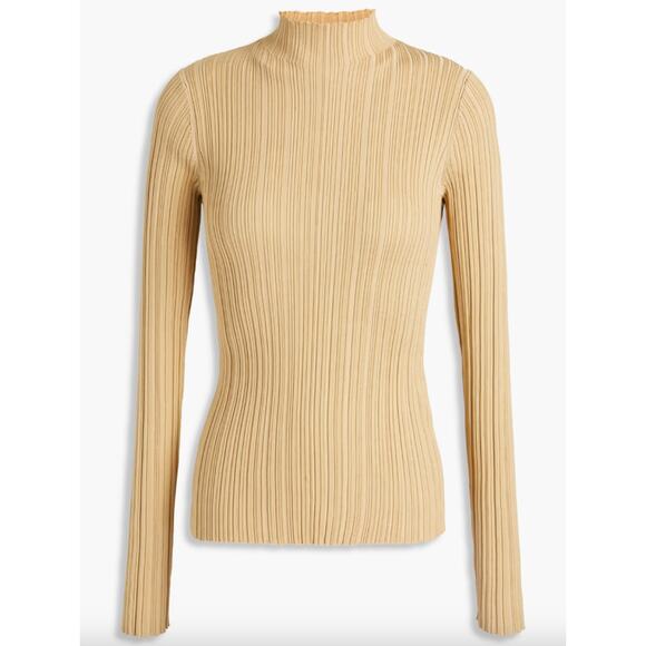 Acne Studios Sweaters - Acne Studios Beige Sweater Cotton Knit Ribbed Turtle Neck Pullover Size Small S